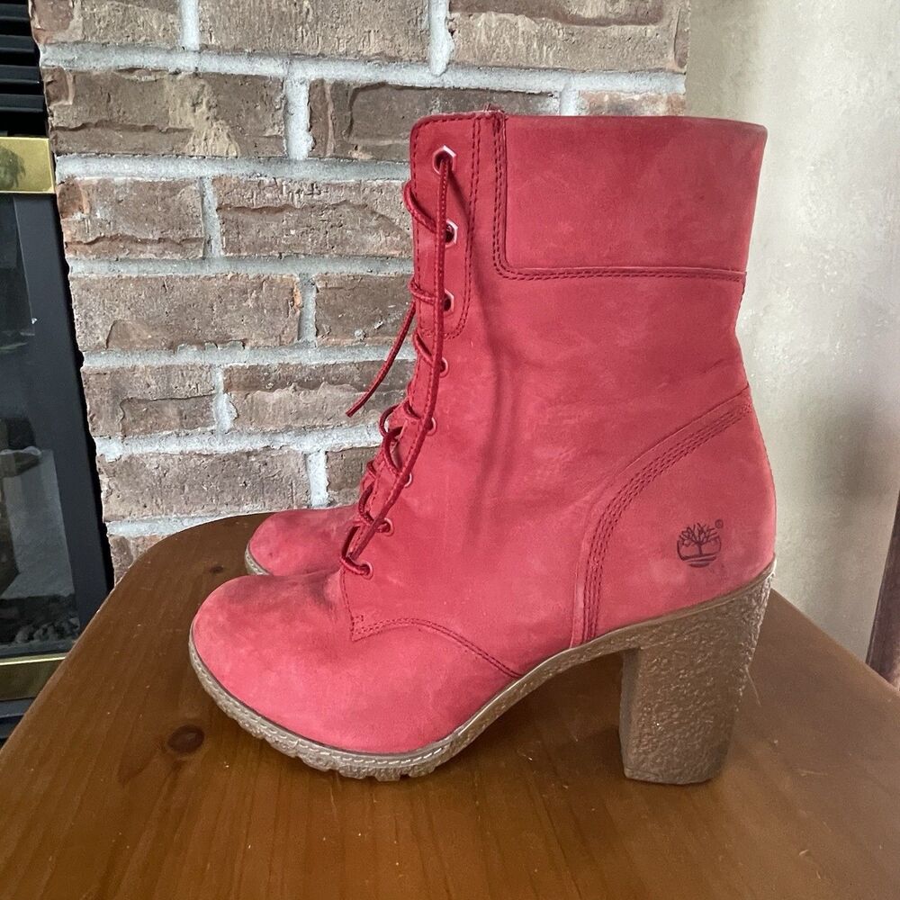 Timberland Red Heeed Boots Women's Size 9.5 Allington 6-Inch Lace-Up Ankle